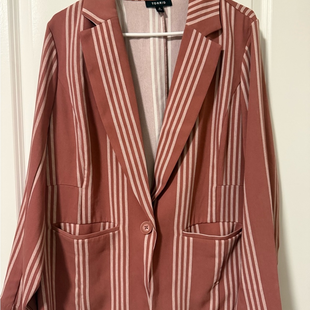 Torrid Women's Blazer with Pink Stripes